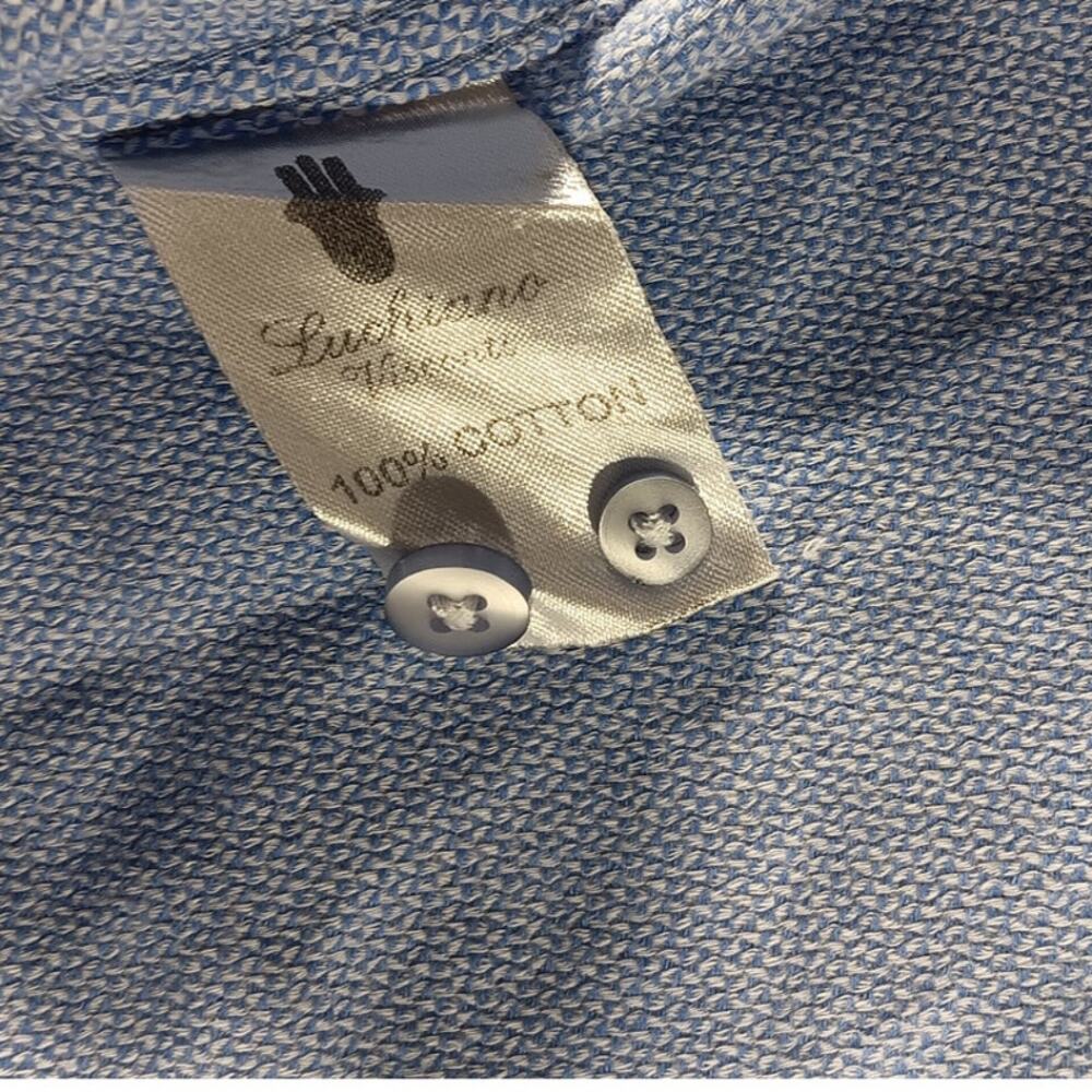 Visconti Black Men’s Shirt M Light Blue Textured Button Up Long Sleeve Casual - Picture 7 of 8